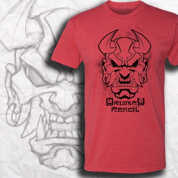 Grumpy Pencil Devil Oni Shirt - Picture 2 of 2